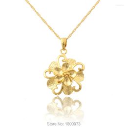 Pendant Necklaces Wholesale 22K Gold Color Beautiful Flower Design Fashion Jewelry & Pendants For Ladys