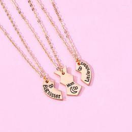 Chains 3 Pieces Style Heart Stitching Pendant Sister Necklace Set Vintage Aesthetic Fashion Gift