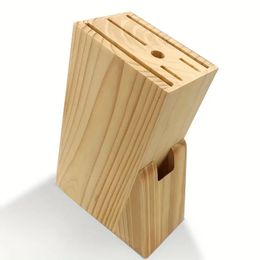 1pc, Knife Block, Knife Storage Block, Cutlery Knife Block, Household Wooden Knife Rack, Knife Holder, Solid Wooden Knife Storage Rack, Kitchen Stuff, Kitchen Supplies