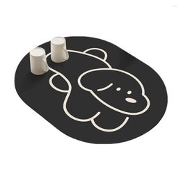 Table Mats Draining Mat Quick Water Absorption Oval Shape Non-slip Easy To Clean Rollable Heat Insulation Place Kitchen Accessories