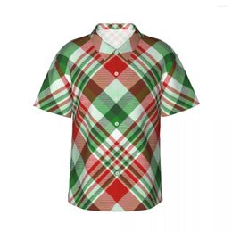 Men's Casual Shirts Shirt Christmas Plaid Check Pattern Short Sleeve Tops Lapel Summer