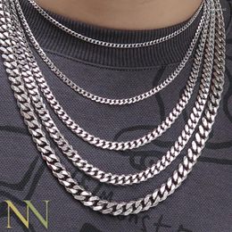 Chains 10 Pieces Stainless Steel Cuban Link Necklace For Men Women Tarnish Free Curb Chain Gold Colour