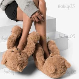 Slippers Women Teddy Bear Plus Cartoon Cute Bear House Slipper Winter Warm Furry Faux Fur Slides Woman Furry Flip Flop Shoes T231121