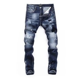 DSQ PHANTOM TURTLE Men's Jeans Mens Italian Designer Jeans Skinny Ripped Cool Guy Causal Hole Denim Fashion Brand Fit Jeans Men Washed Pants 65286