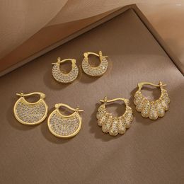 Hoop Earrings Light Luxury Cubic Zirconia Shell Shaped For Womon Vintage OL Party Dating Wedding Female Jewellery