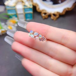 Cluster Rings MeiBaPJ 3mm 5mm Natural Opal Gemstone Fashion Colourful Ring For Women Real 925 Sterling Silver Charm Fine Wedding Jewellery