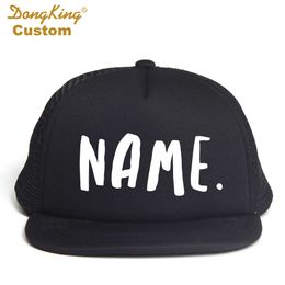 Ball Caps DongKing New Summer Spring Kid's Custom Name Trucker Hat Mesh Cap Snapback Adjustable Personalised 2 Sizes Cute Caps J230421