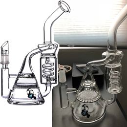 BIO Beaker Glass Bongs Double Recycler Helix Perc and Honeycomb Glass Hookahs Thick Water Pipe Dab Rigs with 14 mm Joint