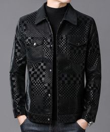 B2060 designer jacket men long sleeve slim luxury plaid jackets Lapel Neck mens coat