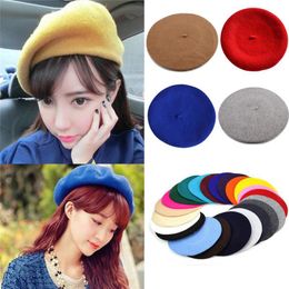 Berets French Style Slouchy Wool Felt Beret Women Fashion British Chic Girls Hat Lady Solid Colour Winter Hats Drop