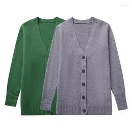 Women's Knits Women Knitted Outerwear Fashion V-neck Long Sleeved Single Breasted Warm Sweater Cardigan Trend Vacation Street Style
