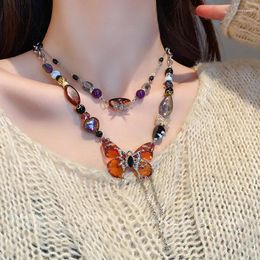 Pendant Necklaces Exaggerated Acrylic Butterfly Accessories For Women Trendy Jewelry Chic Vintage Neck Chain Classic Korean Style Necklace