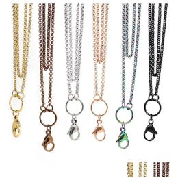 Pendant Necklaces Wholesalepanpan 32 Inches Stainless Steel Rolo Chain Floating Locket Chains Necklace Chain1 Drop Delivery J Dhgarden Dhu7A