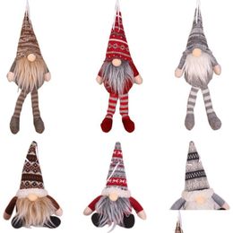 Christmas Decorations Mini Faceless Old Man Doll Christmas Tree Plush Gnome Hanging Pendant Decoration For Home Party Ornaments Drop D Dhdj4