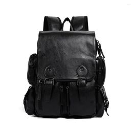 Backpack Men PU Leather Travel Multi Male Mochila Fashion Big Capacity Shoolbag For Boy 15" Laptop School Bag College Style