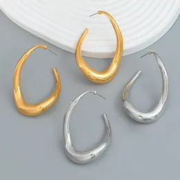 Hoop Earrings Yellow Gold Plated Alloy Big Irrugular