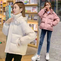 Women's Trench Coats Xpqbb 2023 Down Cotton Parkas Female Korean Loose Hooded Bread Service Jackets Women Zipper Thick Warm Padded