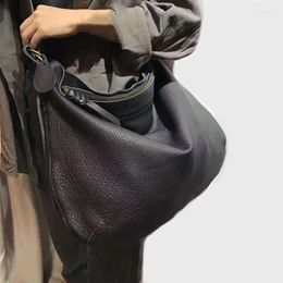 Evening Bags Large Capacity Cowhide Crossbody Women Genuine Leather Shopper Handbags Ladies Shoulder Bag Slouchy Casual Wide Strap Totes