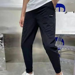 Men's Pants Chic Men Sweatpants Soft Summer High Elasticity Slim Fit Ice Silk Pencil Sports