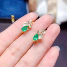 Dangle Earrings Natural Colombian Emerald Gemstone S925 Sterling Silver Ear Buckle Fine Fashion Weddings Jewelry For Women MeiBaPJFS