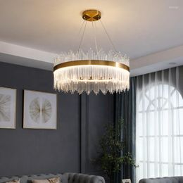 Pendant Lamps Biumart 2023 Round Gold Indoor Light Luxury LED Crystal Chandeliers Ceiling Lighting Chandelier Modern