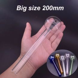 Big Large Pyrex Glass Oil Burner Pipes 80mm 200mm Lenght Glass Tube Oil Nails Smoking Pipes for Dab Rig Bong Cheapest 12 LL