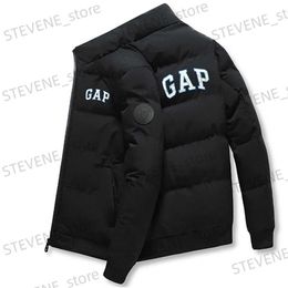 Men's Jackets 2023 winter coat men's warm casual jacket down cotton filled zipper shirt stand collar hat letter printing Parka T231121