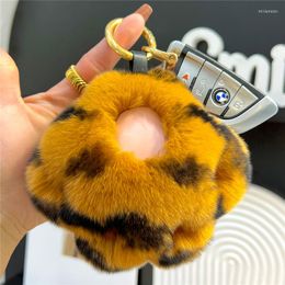 Keychains Cute Tiger Real Rex Fur Keychain Plush Bear Claw Toy Women Handbag Charm Trinkets Car Keyring Pendant Classic Gift