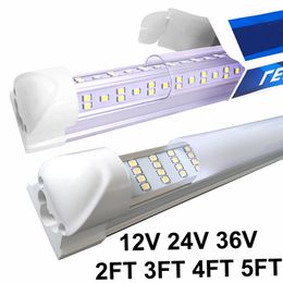 LED Tubes 2 3 4 5 Ft DC 12V 24V 36V T8 Integration Lower Voltage Cooler Door Shop Lights Fixture Interior Light Bar Strip for Car RV Van Truck Lorry Camper oemled