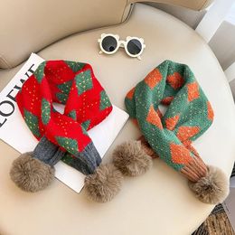 Scarves Wraps deer jonmi Winter Children Christmas Scarves Fleece Pompon Toddlers Kids Thicken Knitted Shawl 231120