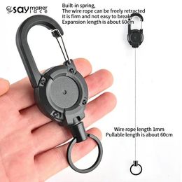 Key Rings 1Pcs Anti-theft Metal Easy-to-pull Buckle Rope Elastic Keychain Sporty Retractable Key Ring Anti Lost Yoyo Ski Pass ID Card 231120