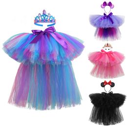 Skirts Girls Birthday Party Tulle Purple Cosplay Costume With Crown Kids Baby Clothes Long Unicorn Skirt Carnival Princess Dress 230420