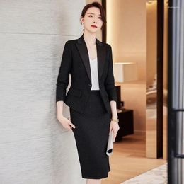 Two Piece Dress Elegant Ladies Tweed Knee Length Skirt Suits For Women Fall Winter 2023 Fashion Black White Office Formal Blazer 2 Set