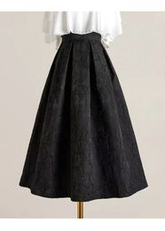 Skirts 2023 Autumn MediumLength French Retro Style Puffy Black Women's Dress 230420