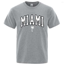 Men's T Shirts Miami Seaside City Personality Letter Men Creativity Crewneck Clothes Loose Summer T-Shirts Fashion Cotton Short Sleeve
