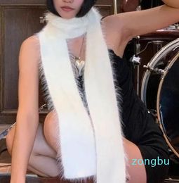 Scarves Korean Designer Runway Harajuku Thin Imitation Scarf Girl Fashionable Plush Long Strip Women's For Warm