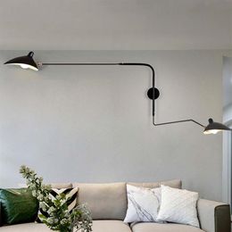 Black White Retro Loft Industrial Vintage Wall Lamps French Designer Rotating Sconce Wall Lights For Home Decoration271W