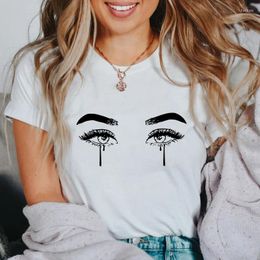 Women's T Shirts Aesthetic Teary Eyes T-shirt Funny Sad Girl Illustration Tshirt Trendy Crying Grunge Tee Shirt Top