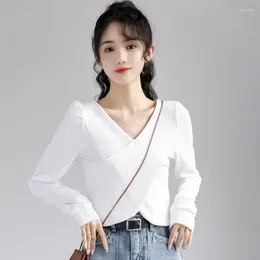 Women's Blouses Womens V-neck Niche Design Sense Long Sleeved Shirt Short Chic Top 2023 Summer Trendy Casual And Comfortable Clothing