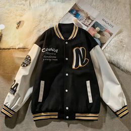 Men's Jackets Letter Singlebreasted Jacket High Quality Hiphop Retro Fashion Stitching Embroidery Loose Casual Couple Baseball Uniform 2023 231120