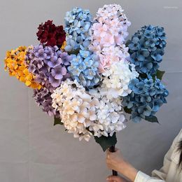 Decorative Flowers 10Pcs Big Artificial Hydrangea Branch Silk Bouquet Wedding Table Fake Flower Arrangement 2 Head 90cm Flore Home Decor