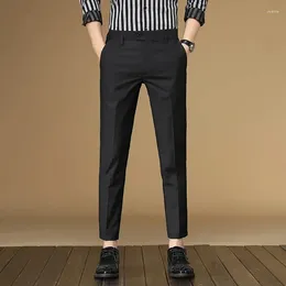 Men's Pants 2023 Brand Mens Four Seasons Casual Men Seven Colours Polyester Business Mid Straight Ankle-Length Trousers