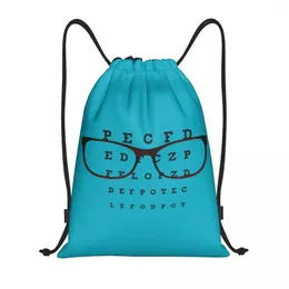 Shopping Bags Funny Glasses With Eye Test Chart Drawstring Backpack Sports Gym Bag For Men Women Optician Optometrist Sackpack