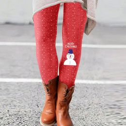 Women's Leggings Pants Snowman Graphic Christmas Boot Insulated Tights Brushed Winter Pantalones De Mujer