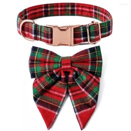 Dog Collars British Style Christma Plaid Rose Gold Buckle Item Personalized Cotton Polyester Collar Leash Straps Comfortable Pet Supplie