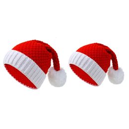 Caps Hats Christmas Parent/Child Hat Warm Crochet Mom Hat for Children Hairball Solid Colour Kids Girl Boy Beanie Gift D7WF 231120