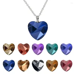 Chains Geometric Irregularity Colorful Pattern Necklace Heart Shape Handmade Glass Cabochon Jewelry Gifts For Man Woman FJH152