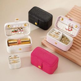 Jewellery Pouches Flip Cover PU Storage Box Unique Portable Solid Colour Simple Case Earring Organiser Ring Necklace Girls