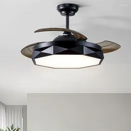 Inch Ceiling Fans Light Invisible Modern Fan With Remote Control Dimmable 220V 110V Black White Ventilador Techo