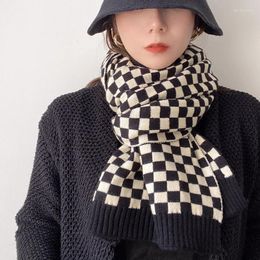 Scarves Women Black White Chessboard Grid Scarf Imitation Cashmere Shawl Autumn Winter Warm Versatile Blanket
